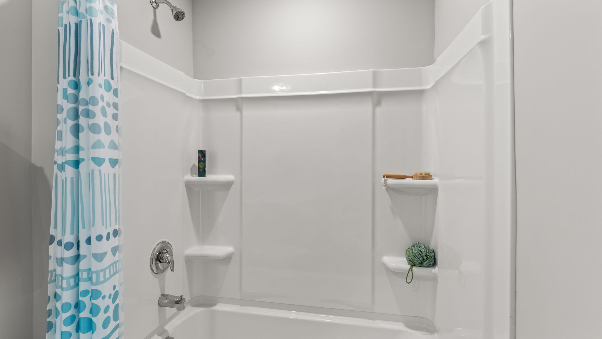 Closeup of tub and shower