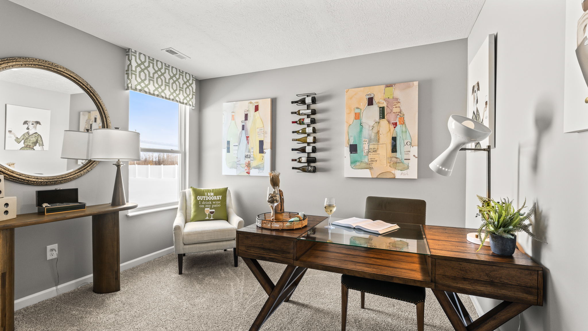 Flex room arranged as an office