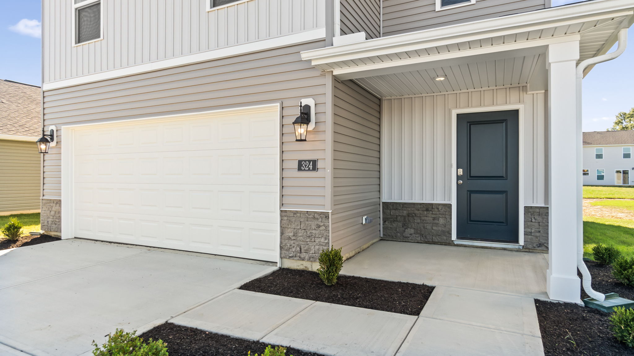 Closeup of front porch of home