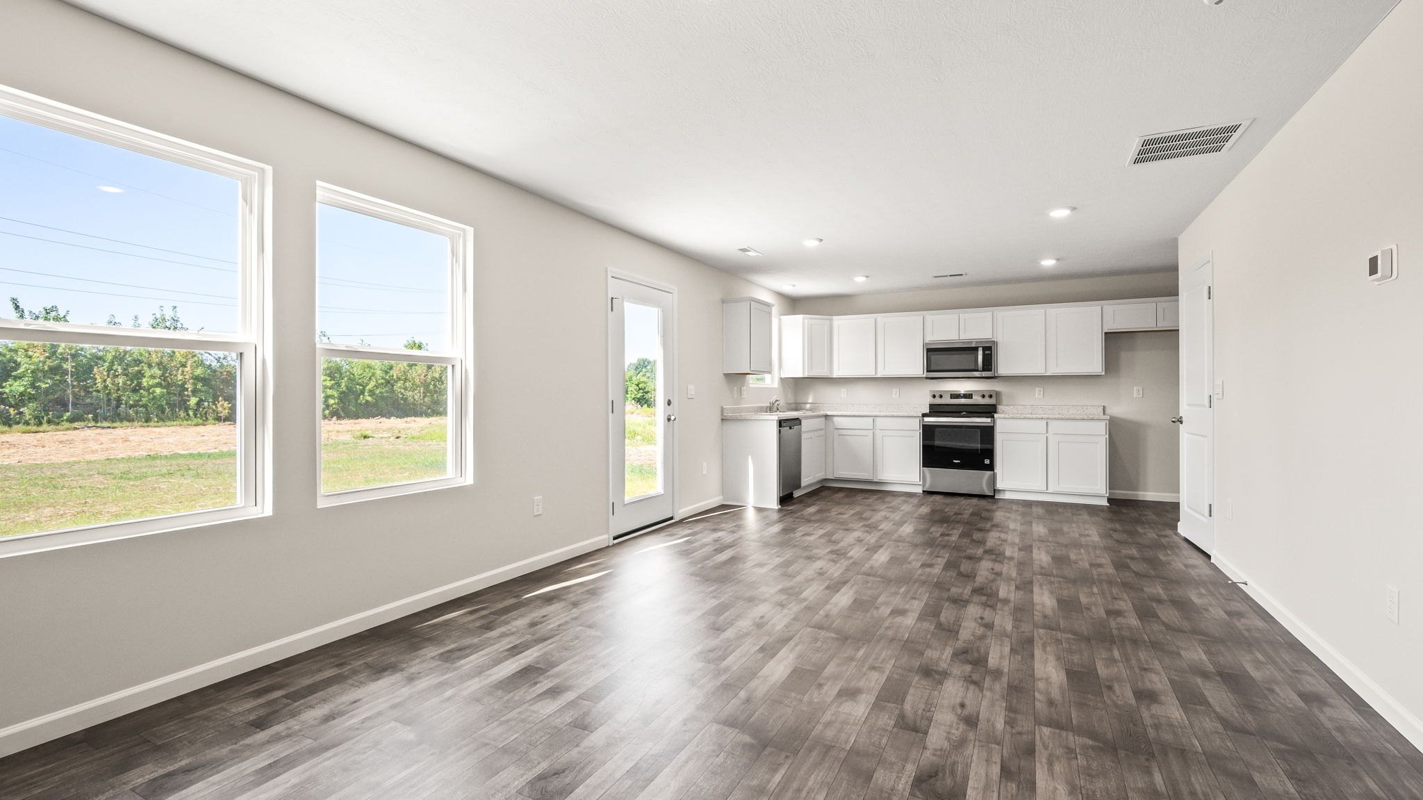 Full great room with kitchen in the back