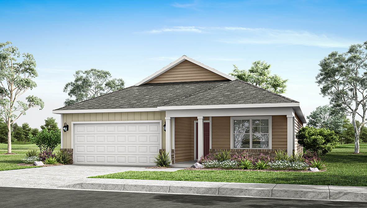 Exterior rendering of a Harmony plan home th D2 elevation