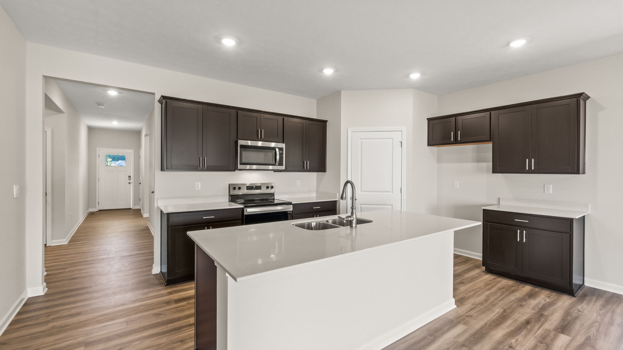 three-quarter view of kitchen