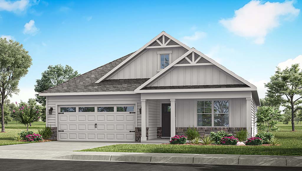 Exterior rendering of a chatham plan home with L elevation