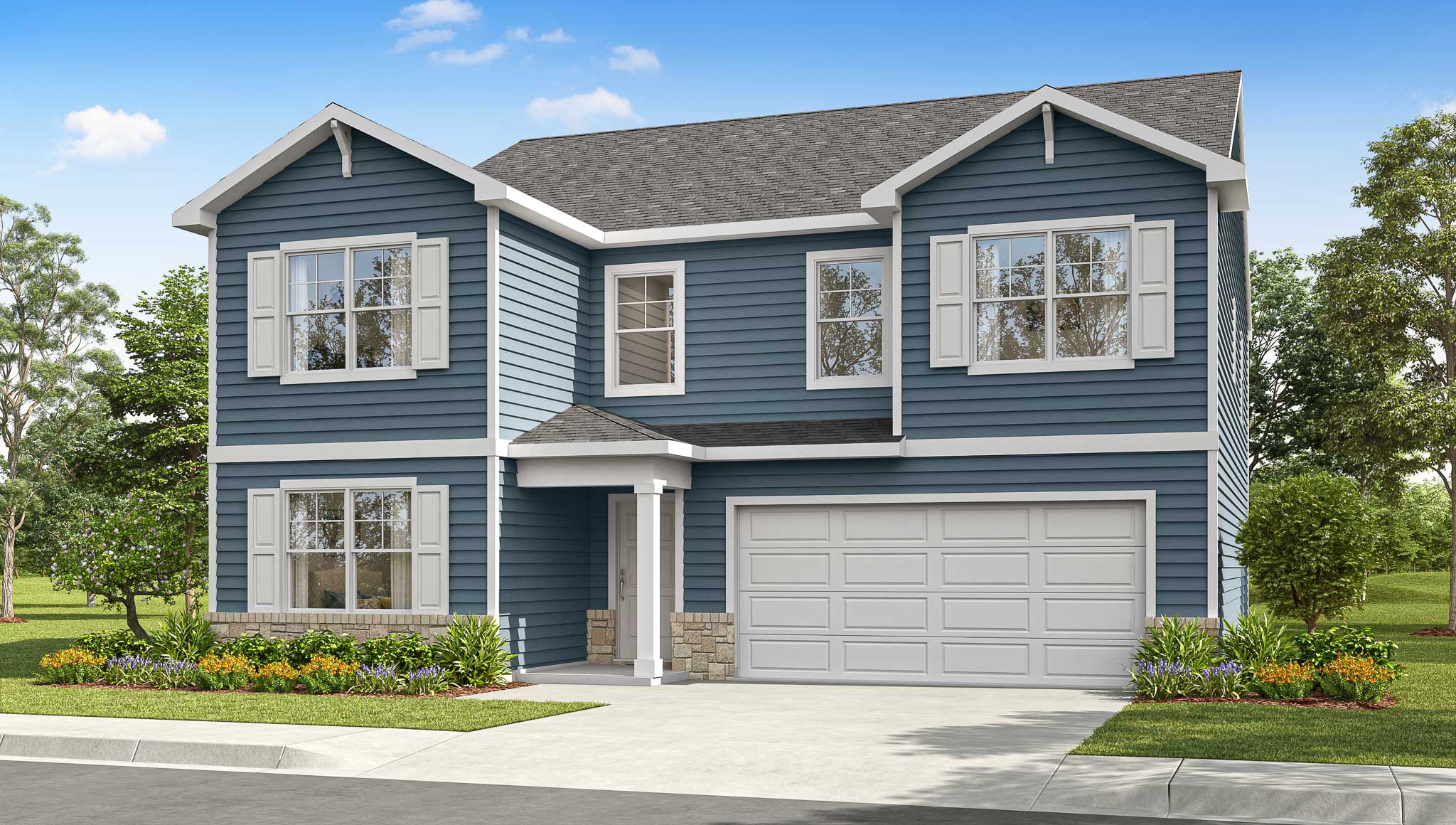 Exterior rendering of a Lyndhurst plan home with elevation A