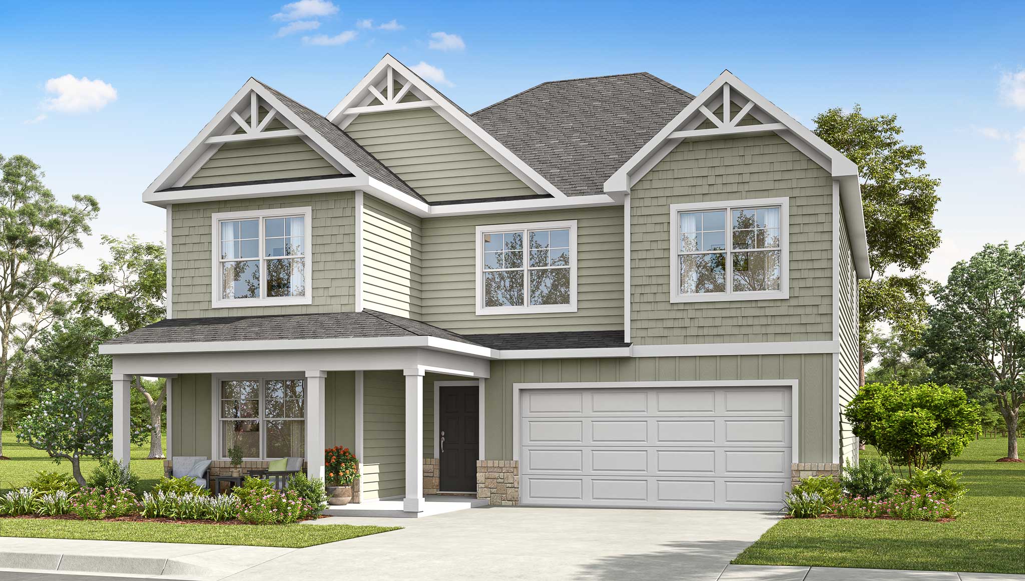 Exterior rendering of a Lyndhurst plan home with elevation N