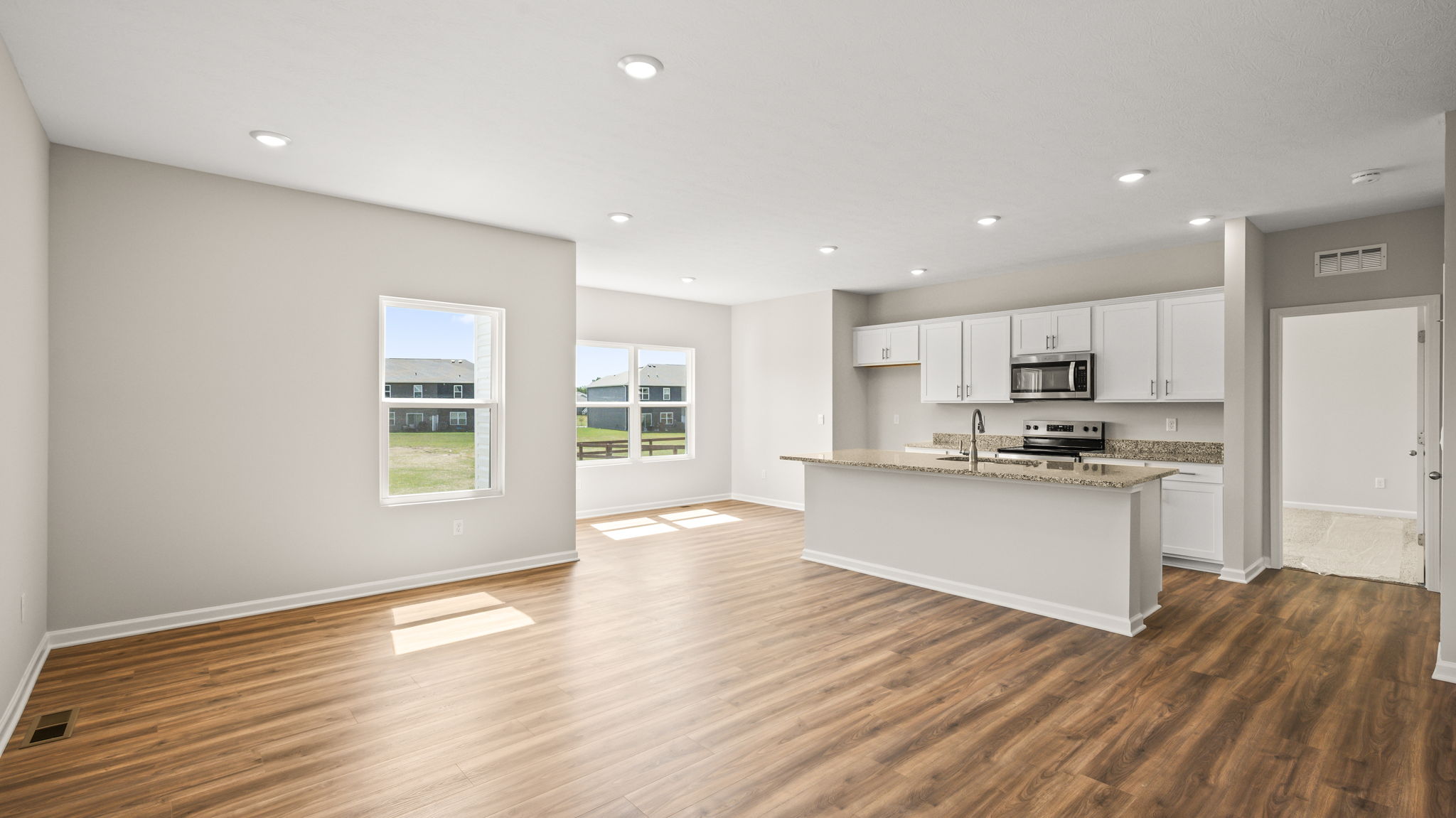 three-quarter view of kitchen