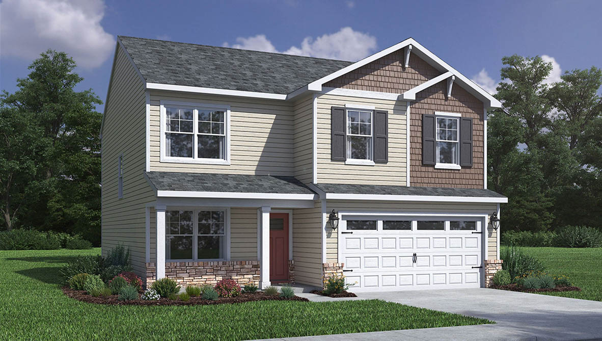 Exterior rendering of a bellamy plan home with B2 elevation