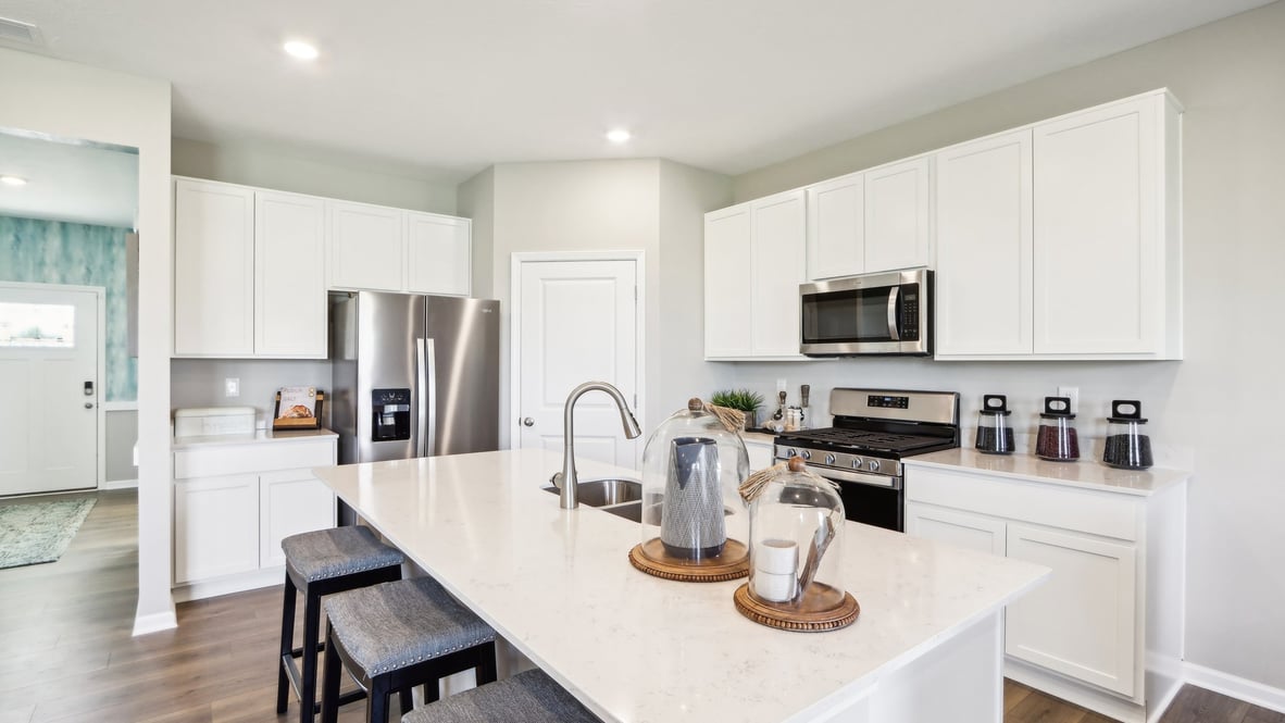 Closeup of kitchen island