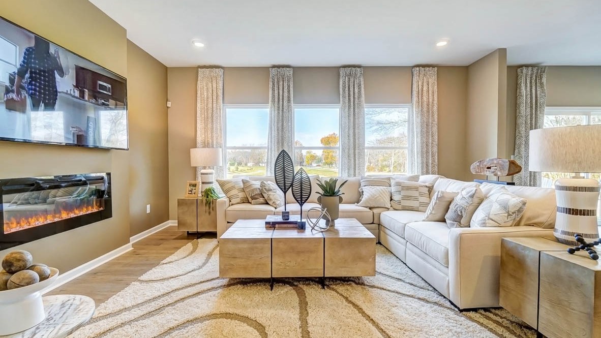 Open concept Great room with living room dining room and kitchen