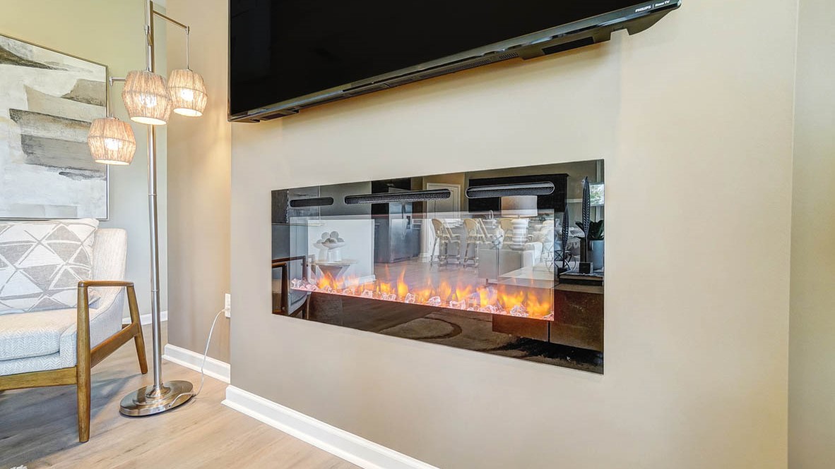 Close up on fireplace