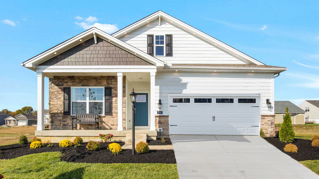 Model home in wenger village with the sales center replaced by a garage