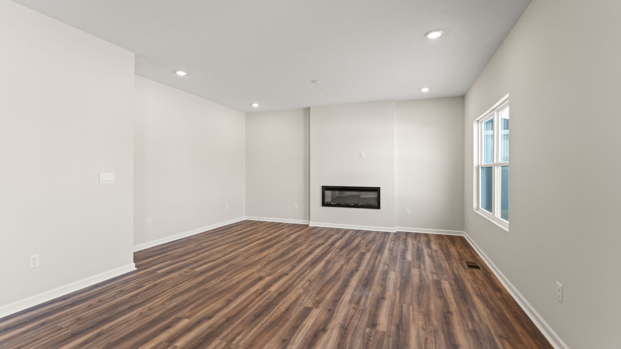 Full great room with electric fireplace