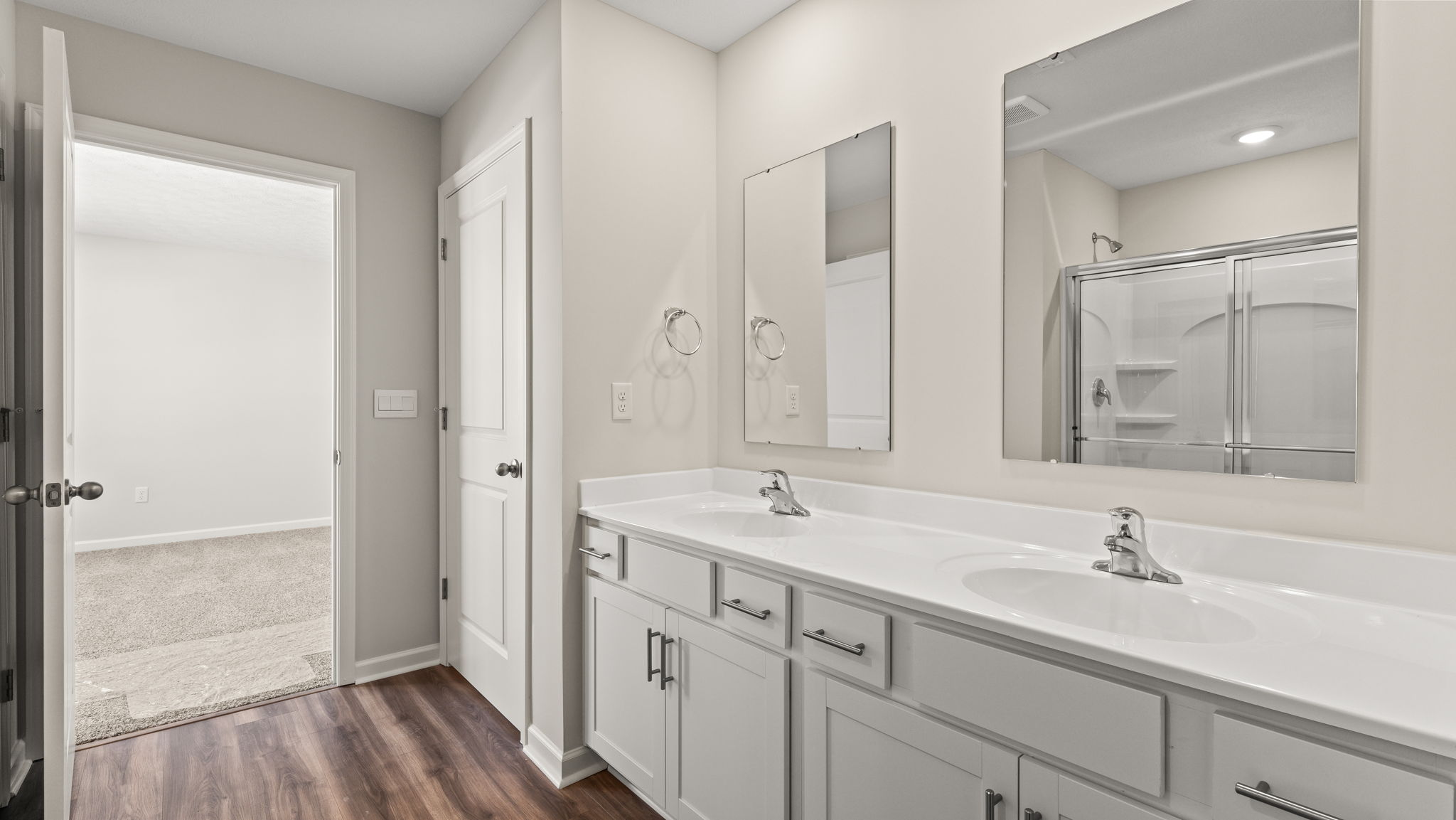 Closeup of primary bathroom vanity