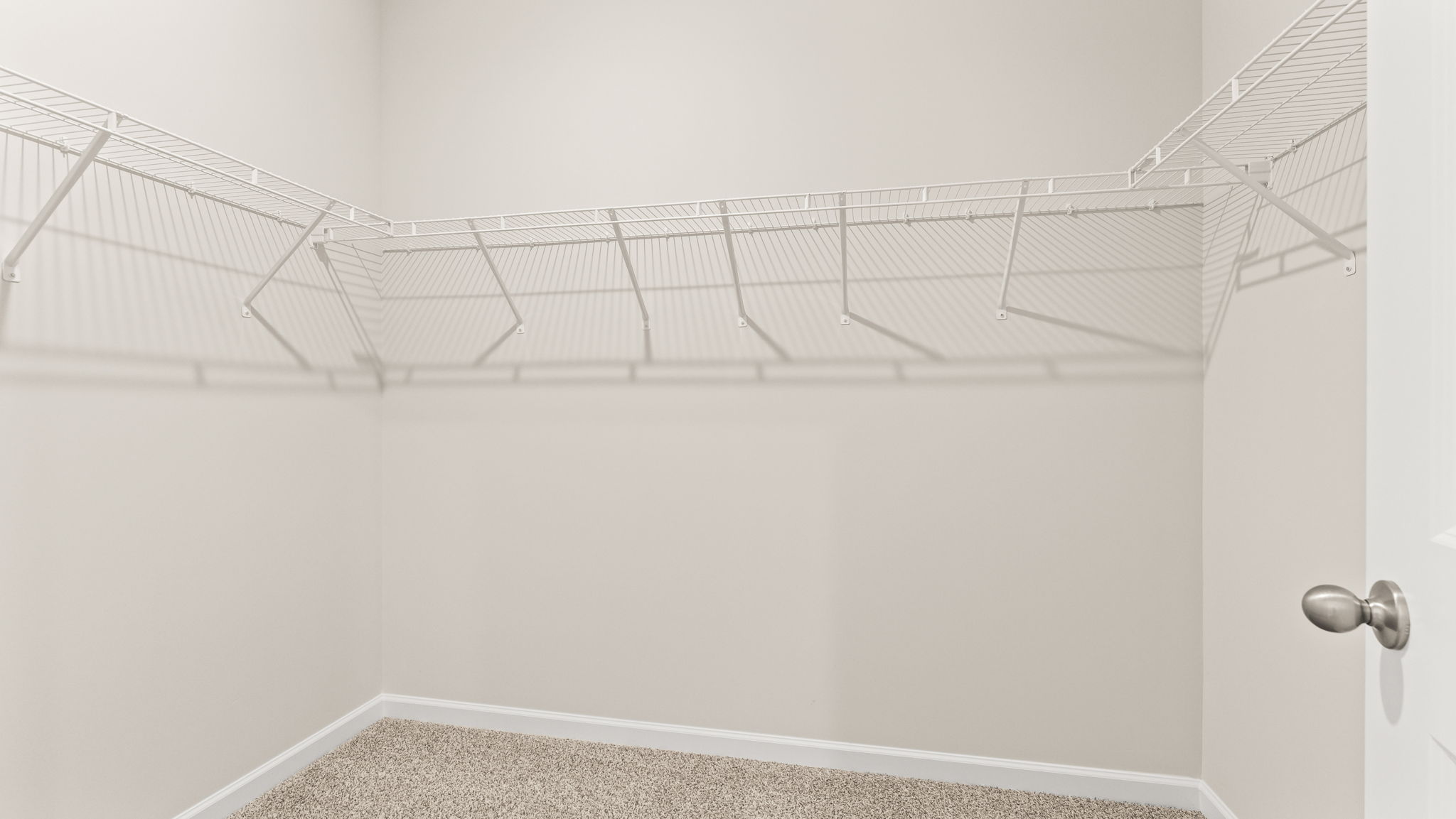 Walk-in closet with wire rack shelving
