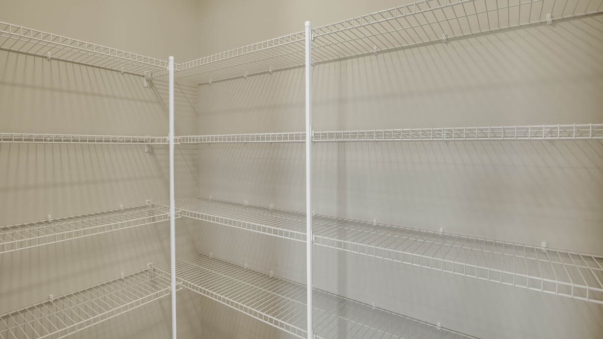Kitchen pantry with wire shelving