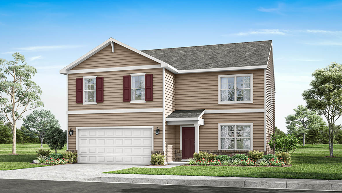 Exterior rendering of a henley plan home with A2 elevation