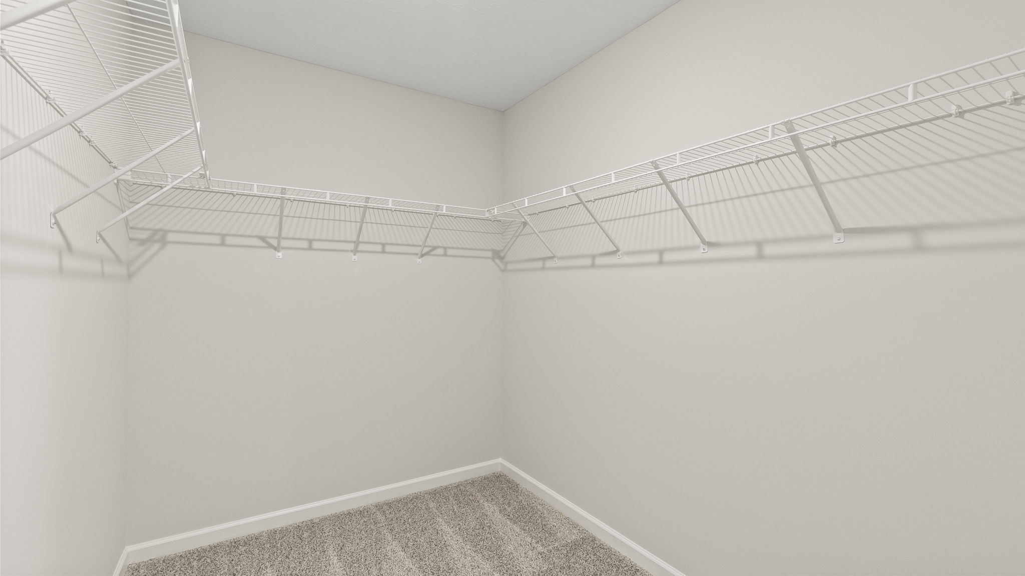 Walk-in closet with wire shelving