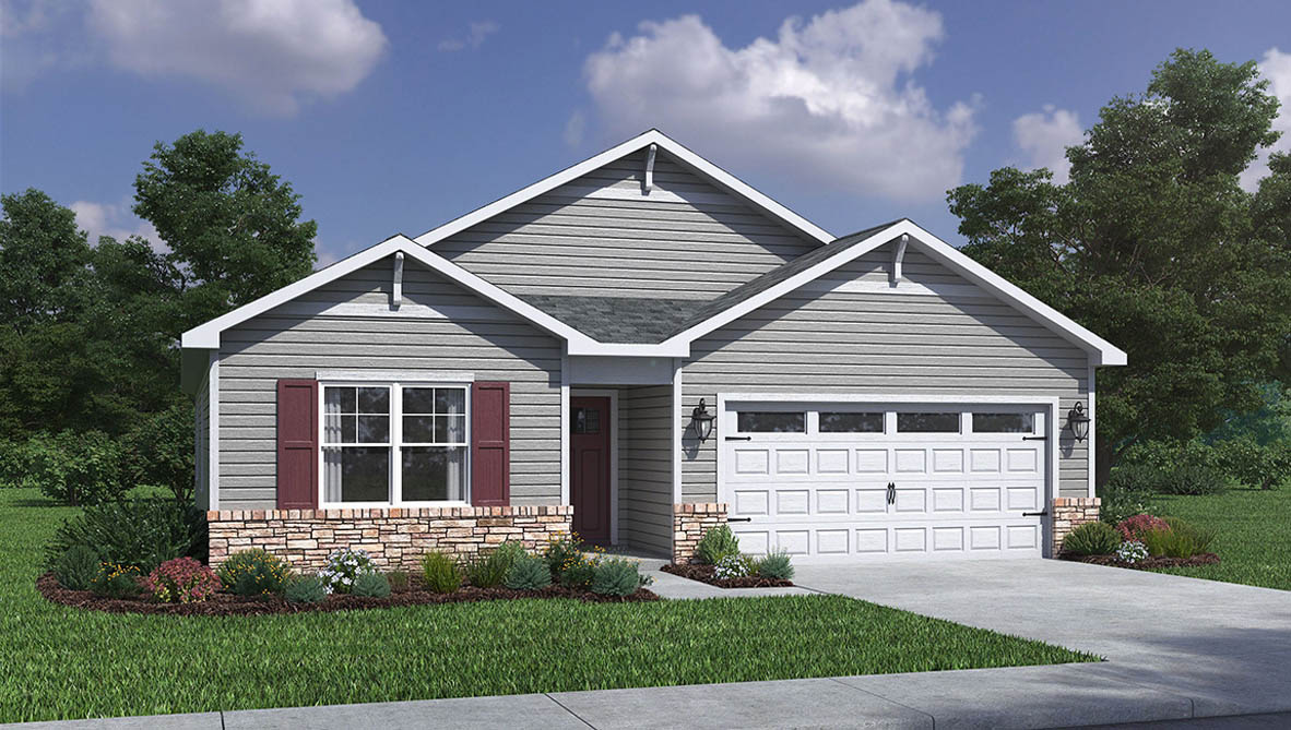 Exterior rendering of a newcastle plan home with elevation A