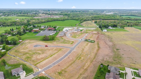 Aerial view of neighborhood.