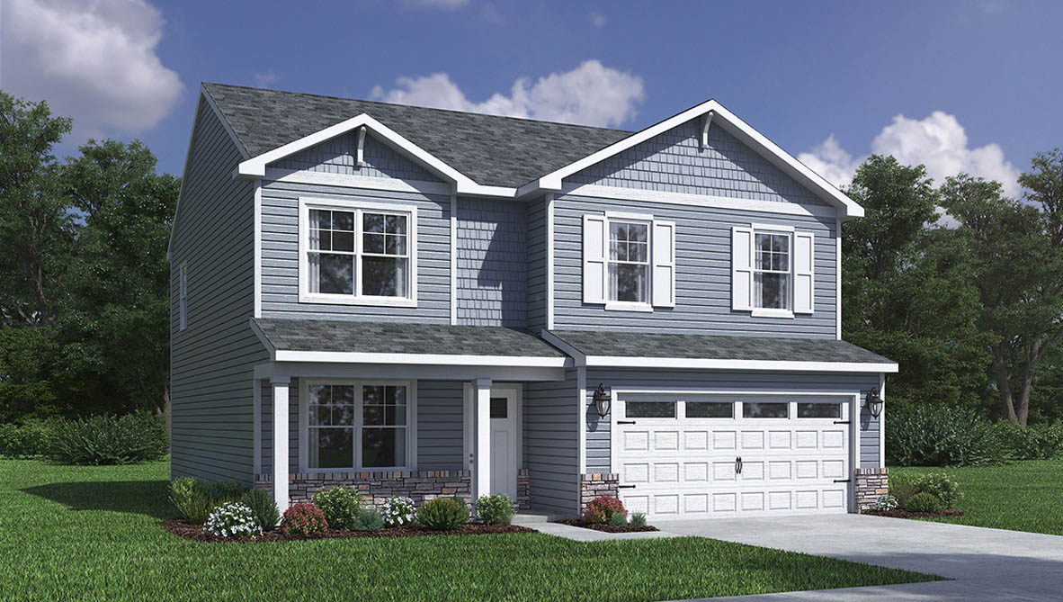 Exterior rendering of a pendleton plan home with B2 elevation