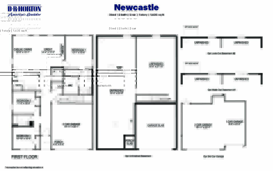 Newcastle floorplan with basement.