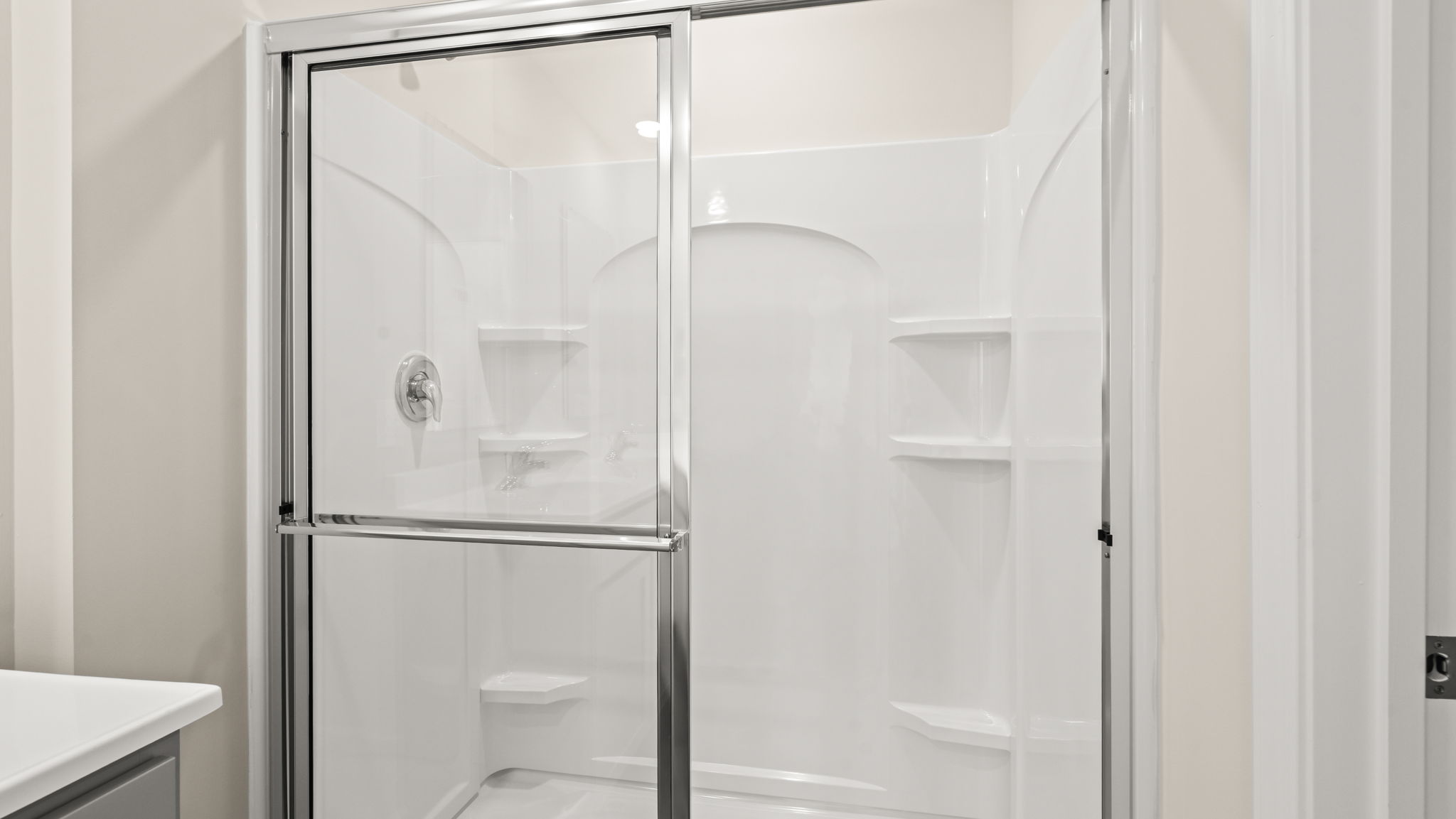 closeup of walk-in shower