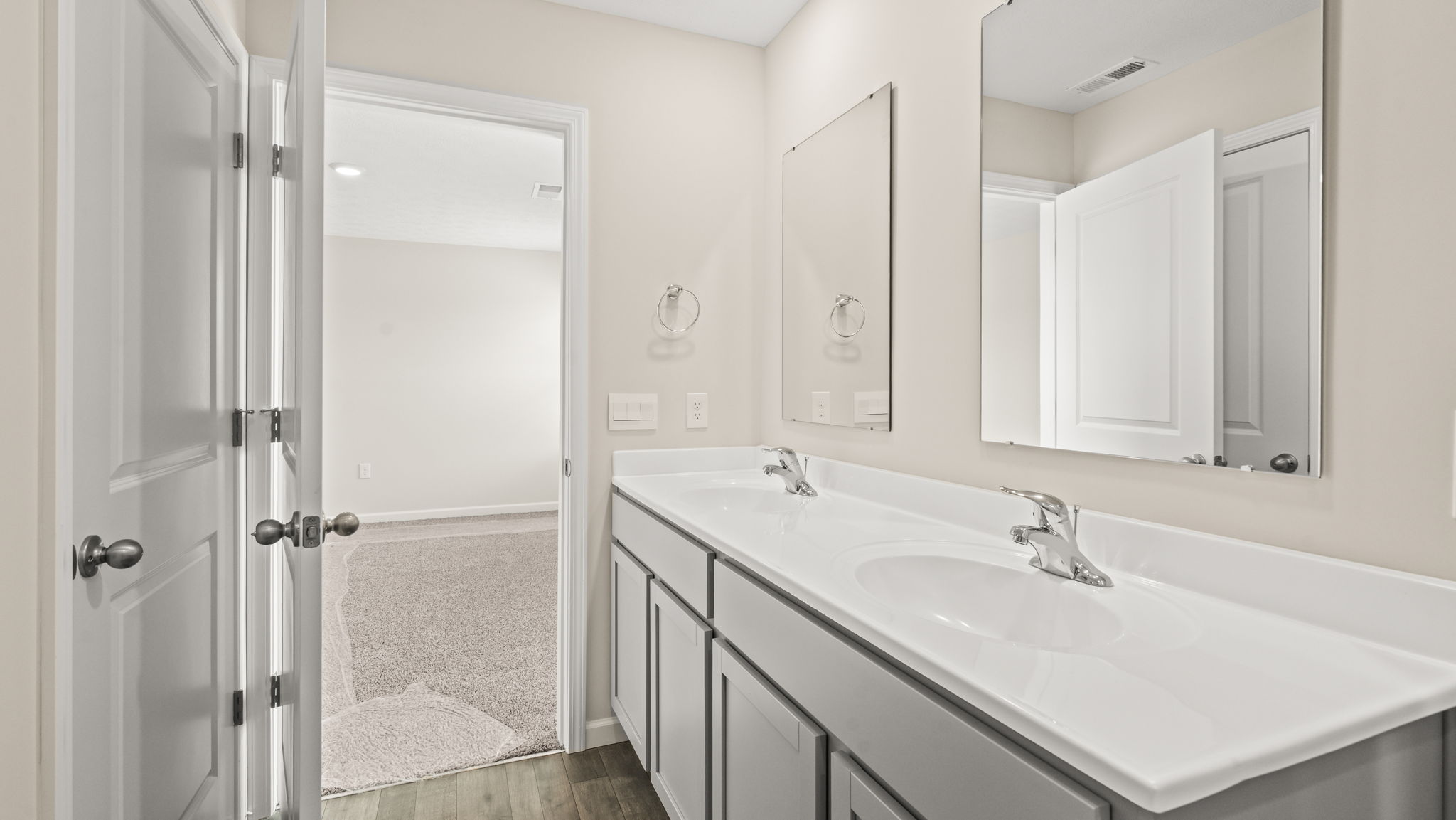 Closeup of primary bathroom countertop