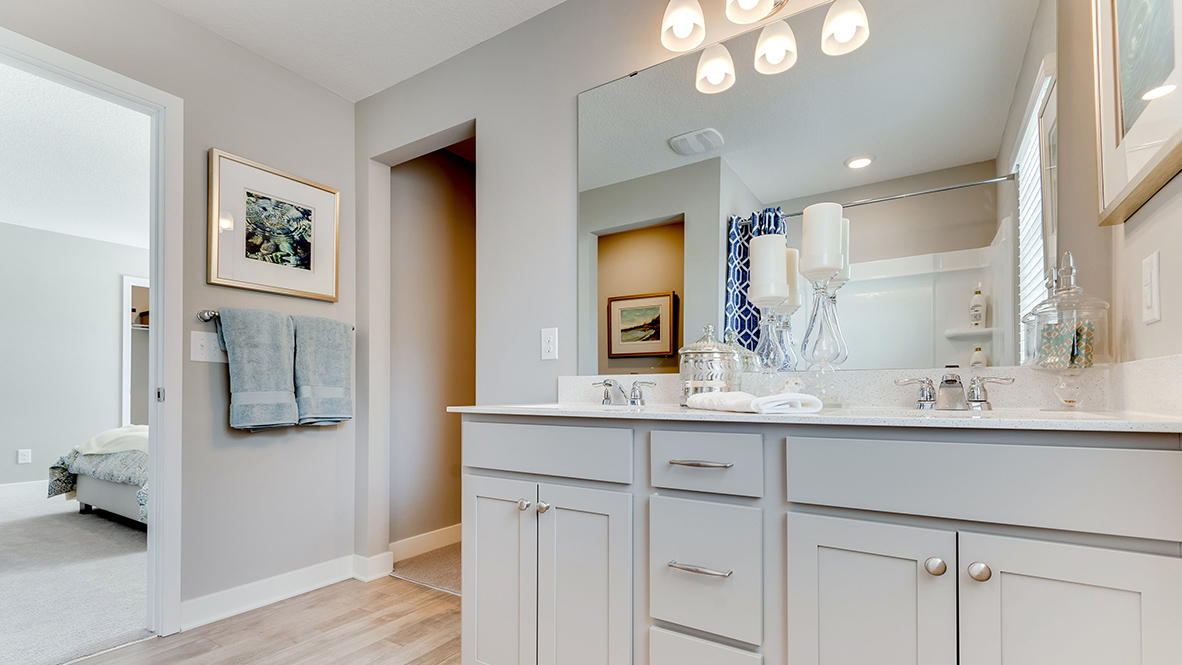 Closeup of upstairs bathroom vanity.