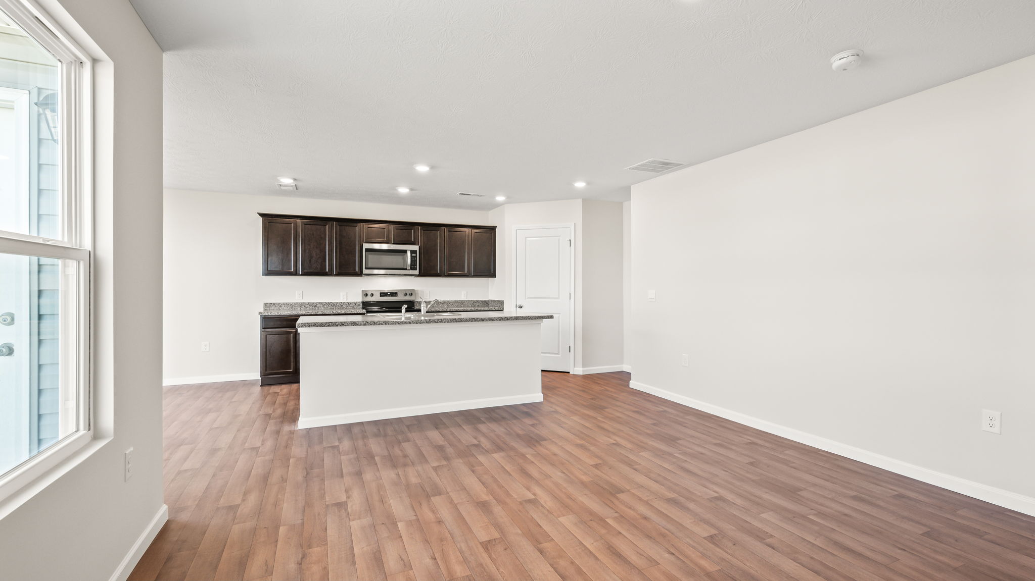Full great room with kitchen in back