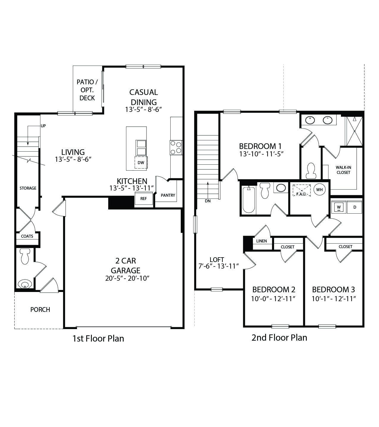 Black-and-white technical drawing of a cabral plan home.
