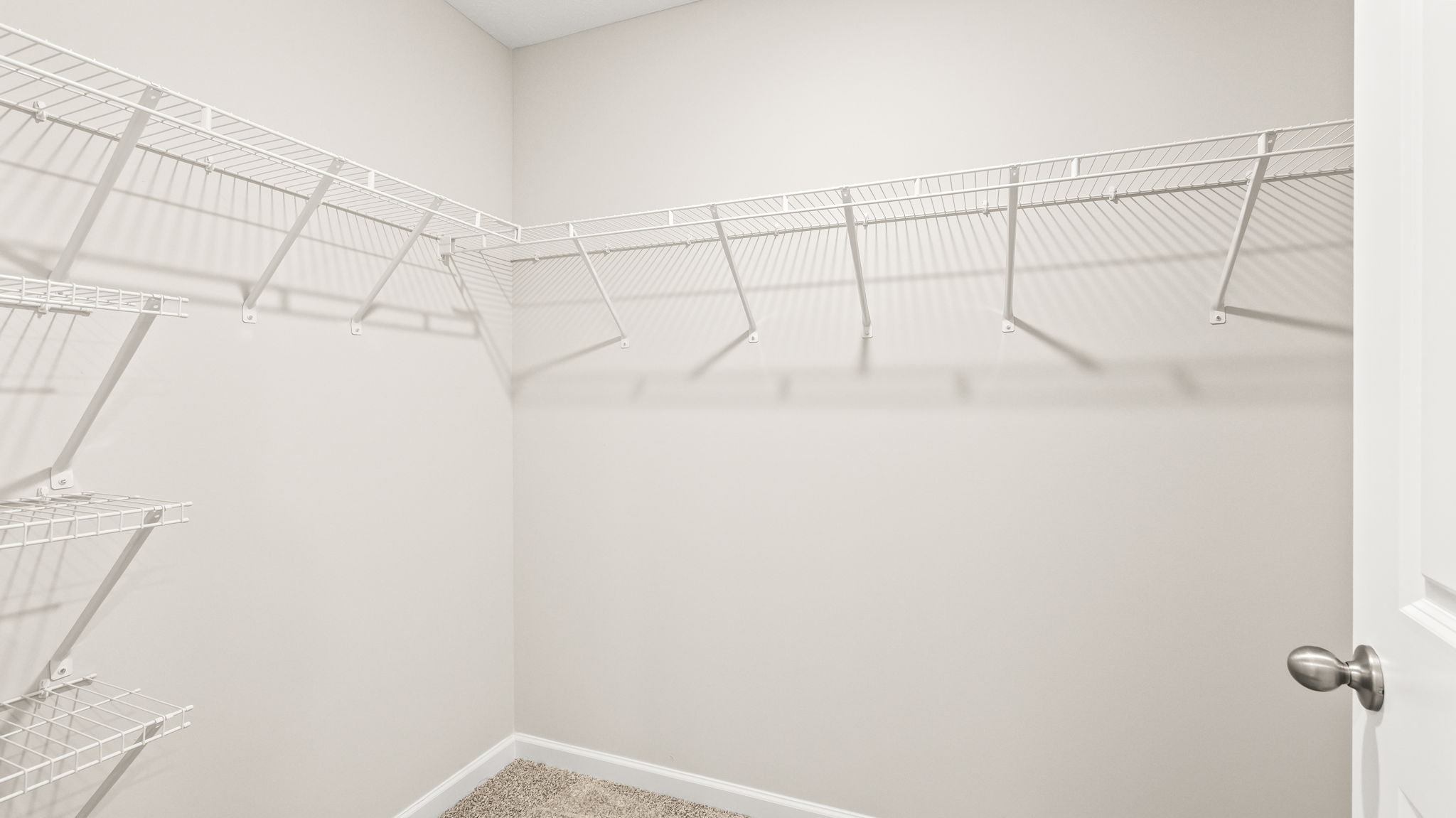 Walk-in closet with wire rack shelving
