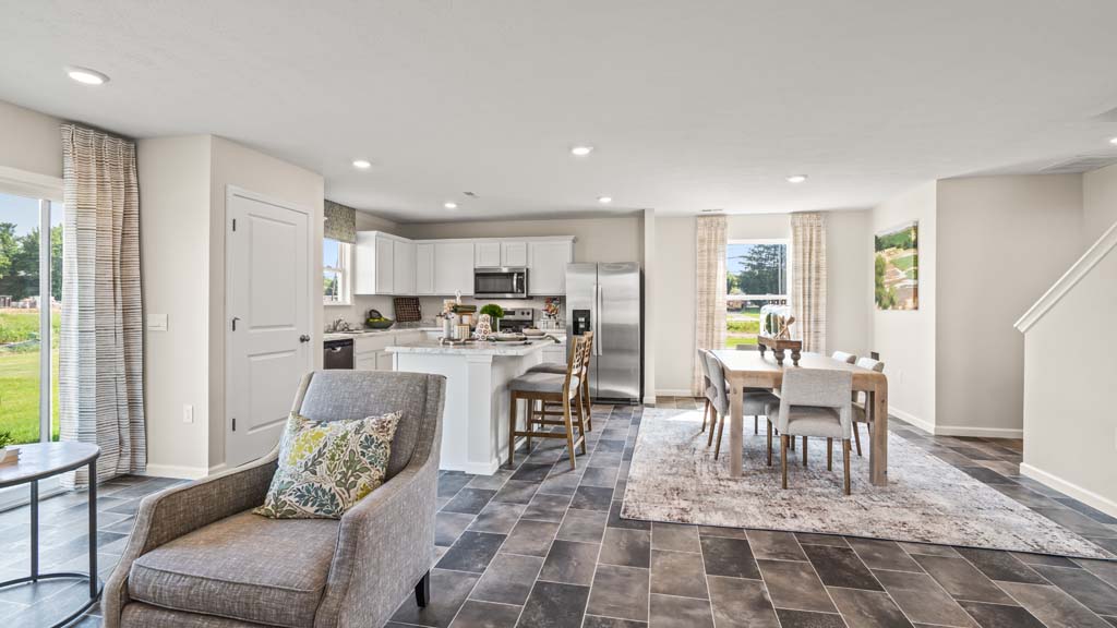 Kitchen and dining spaces with décor throughout.