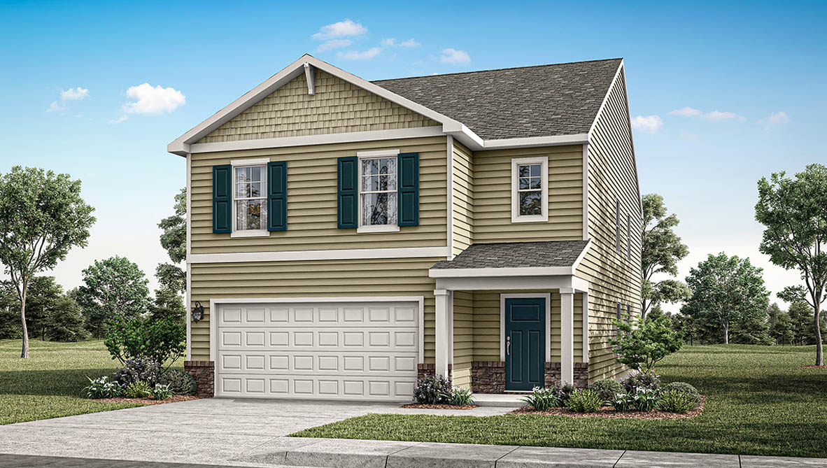 Exterior rendering of an Elm home with A2 elevation