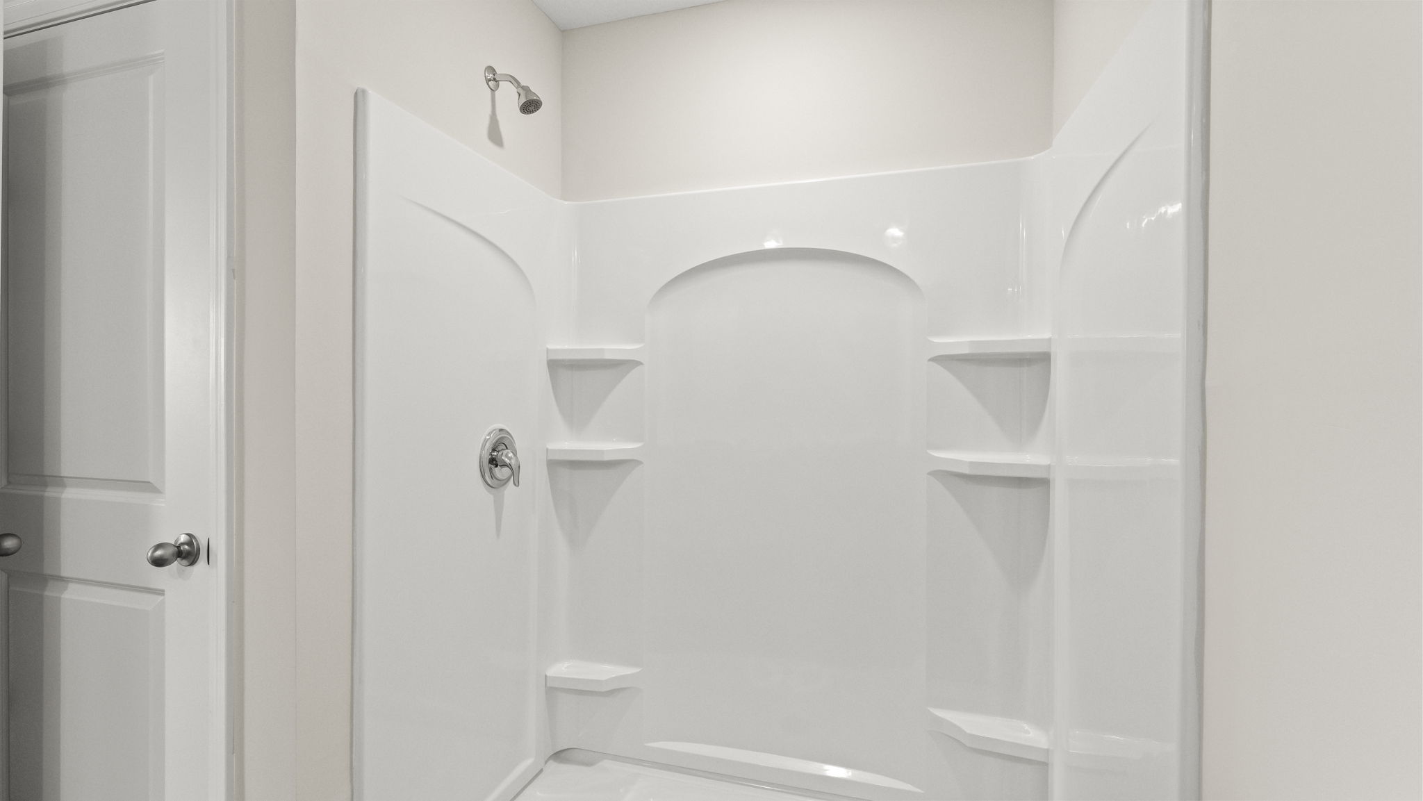 Closeup of walk-in shower