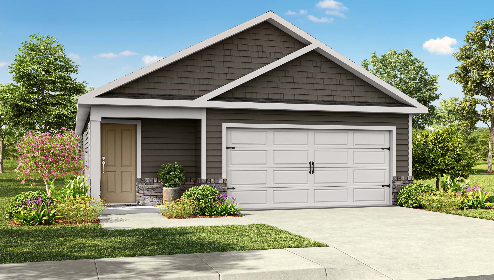 Exterior rendering of a downing plan home with elevation B