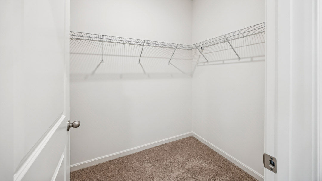 Walk-in closet with wire rack shelving
