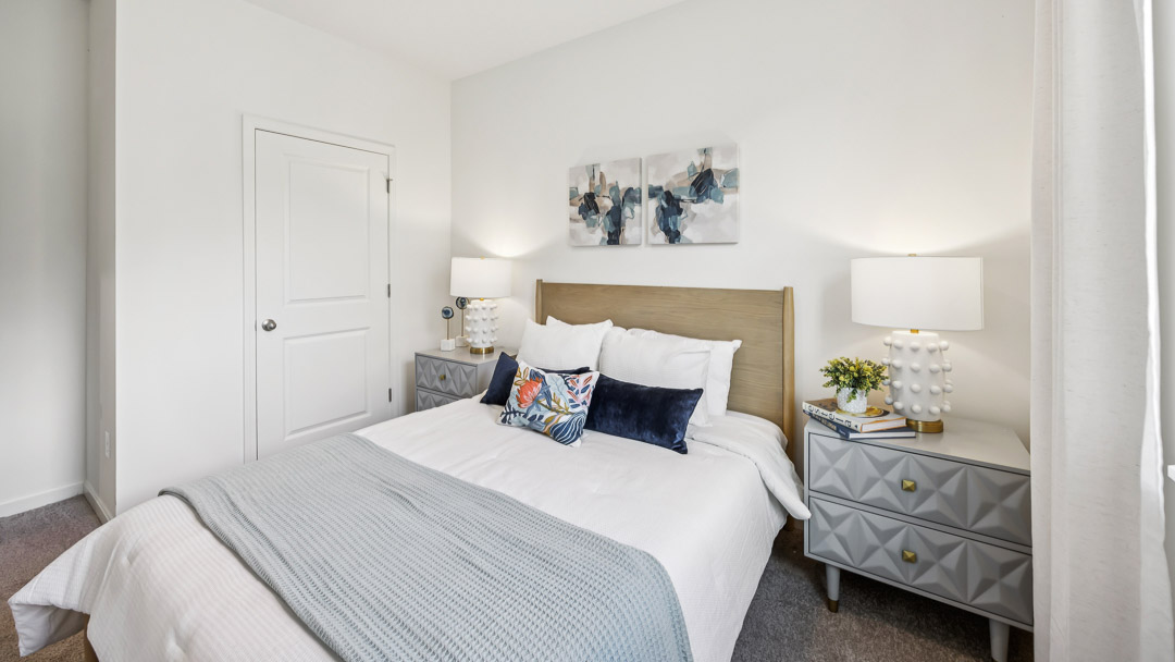 Closeup of large comfortable bed