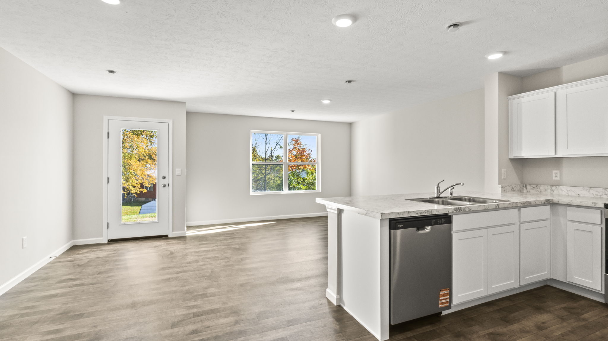 Perspective of the kichen and great room