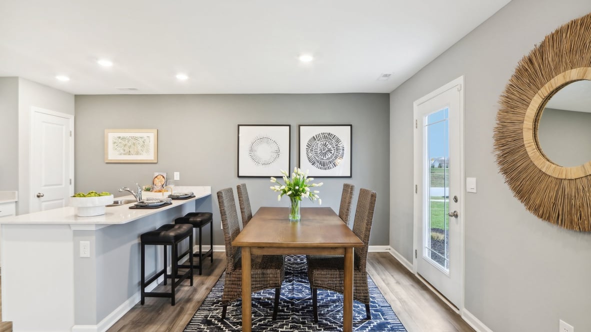 dining room table and modern art.