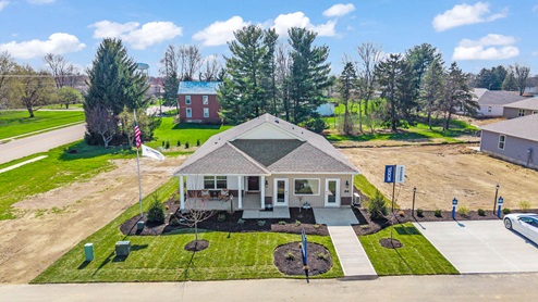 drone photo above of model
