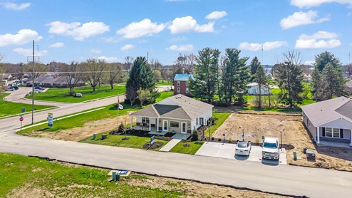 drone photo of street