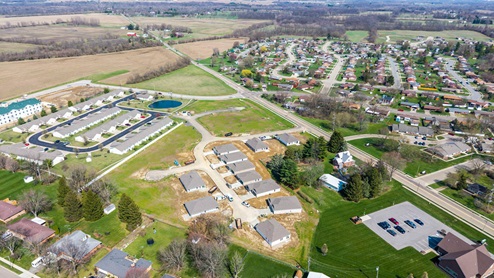 drone photo of community and back lot