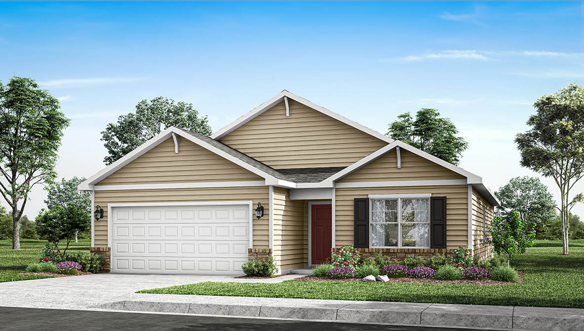 exterior renderingf a harmony plan home with A elevation