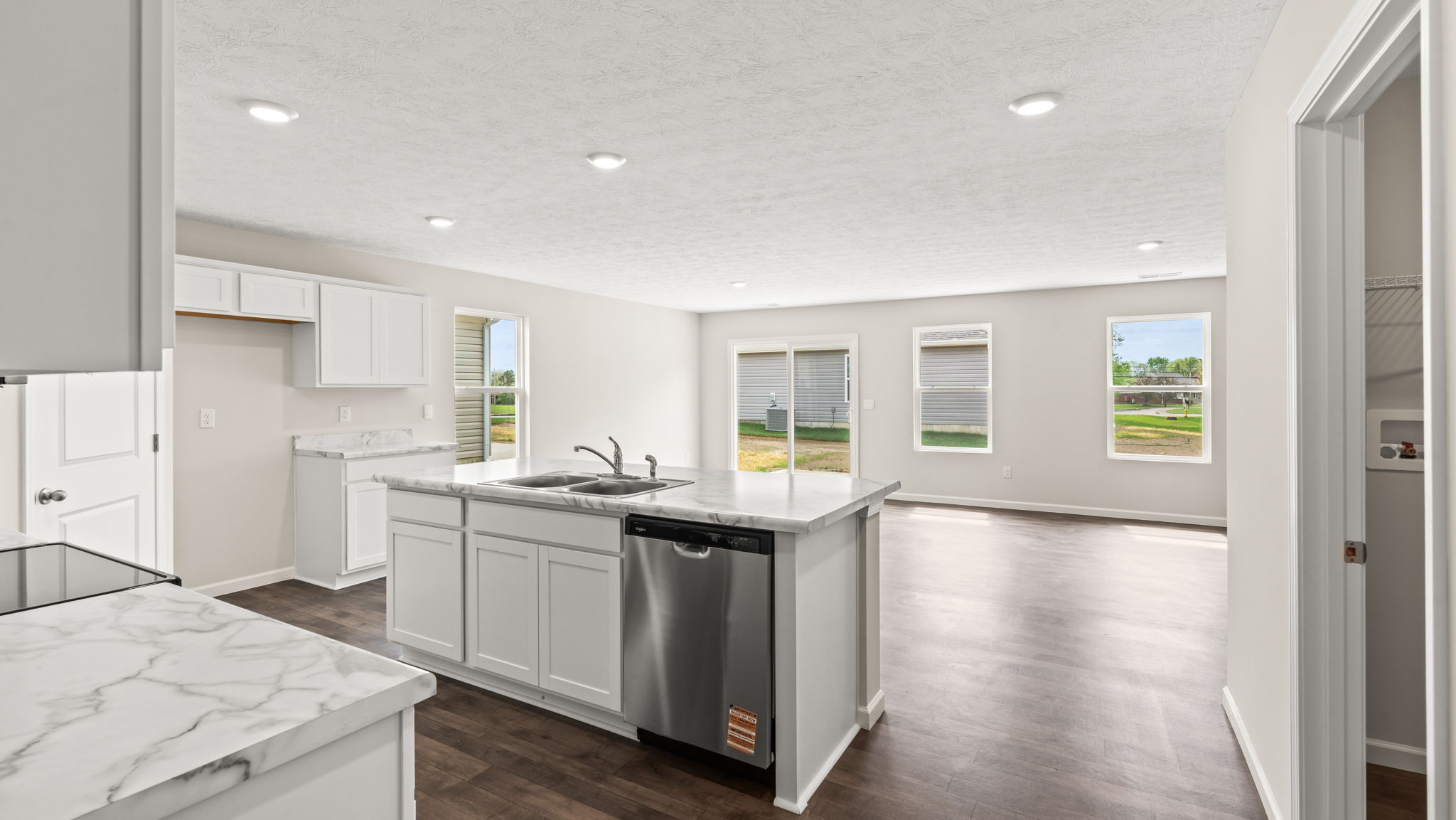 Open concept kitchen and living room.