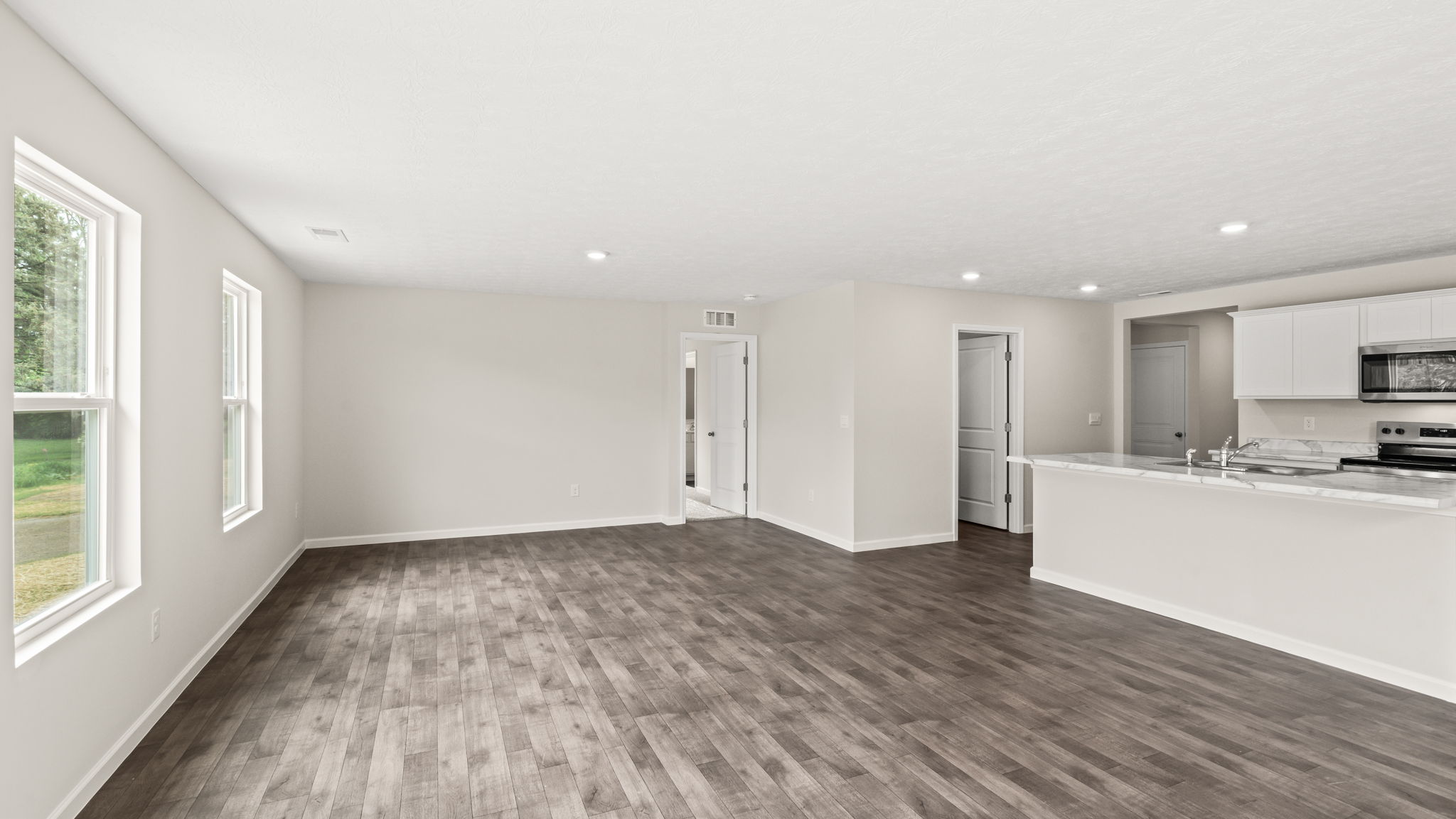 View of kitchen from living room.