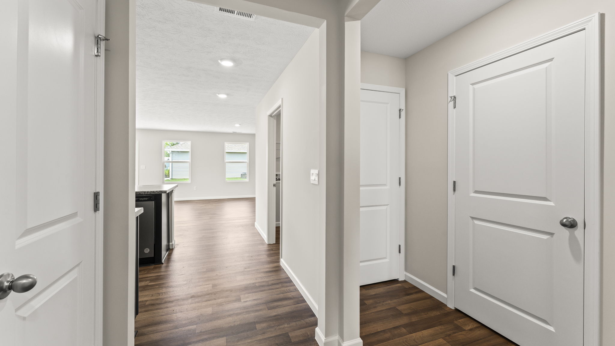 Hallway view of living room.