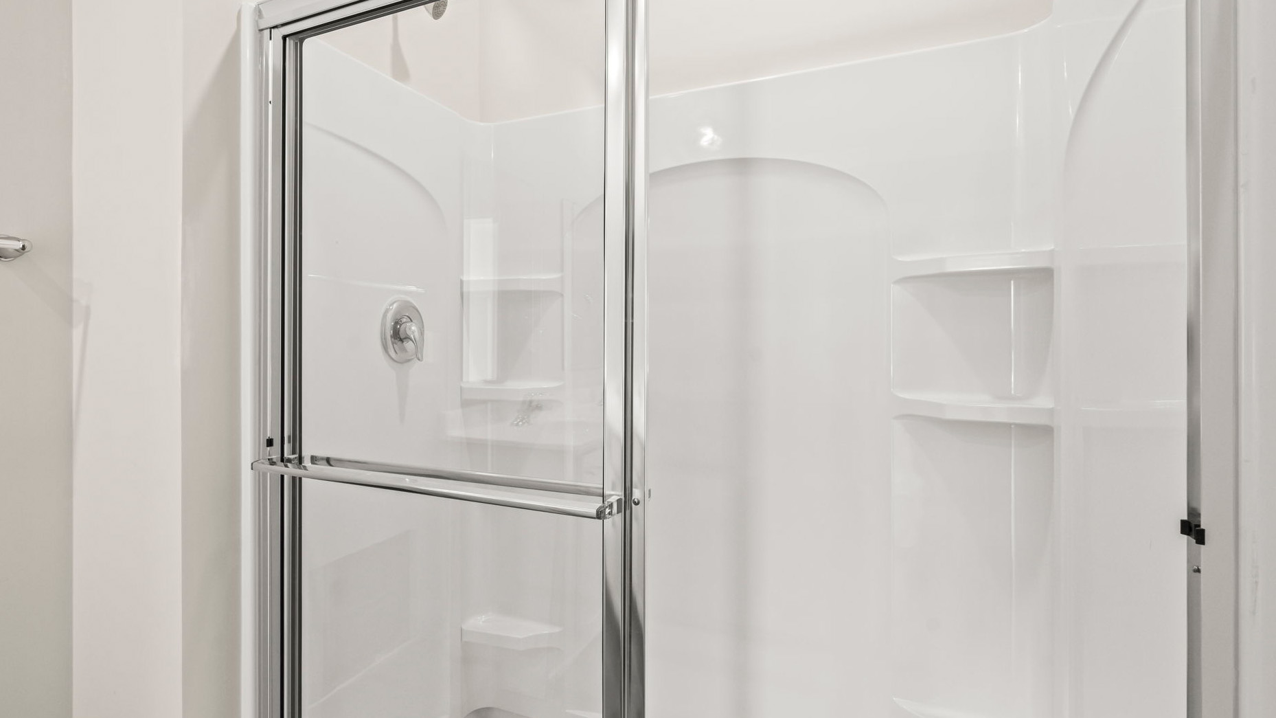 Closeup of optional glass door for walk-in shower
