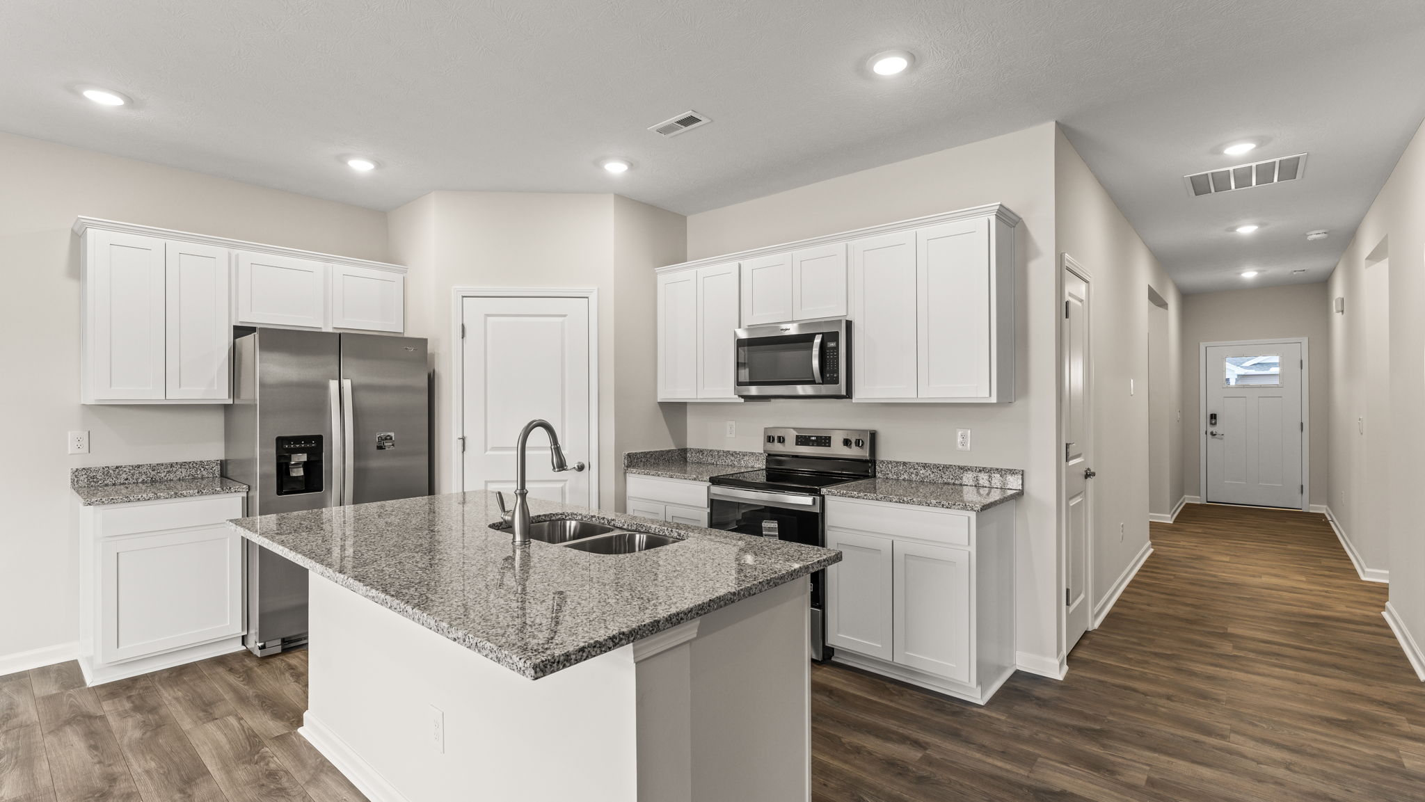 Three-quarter view of kitchen