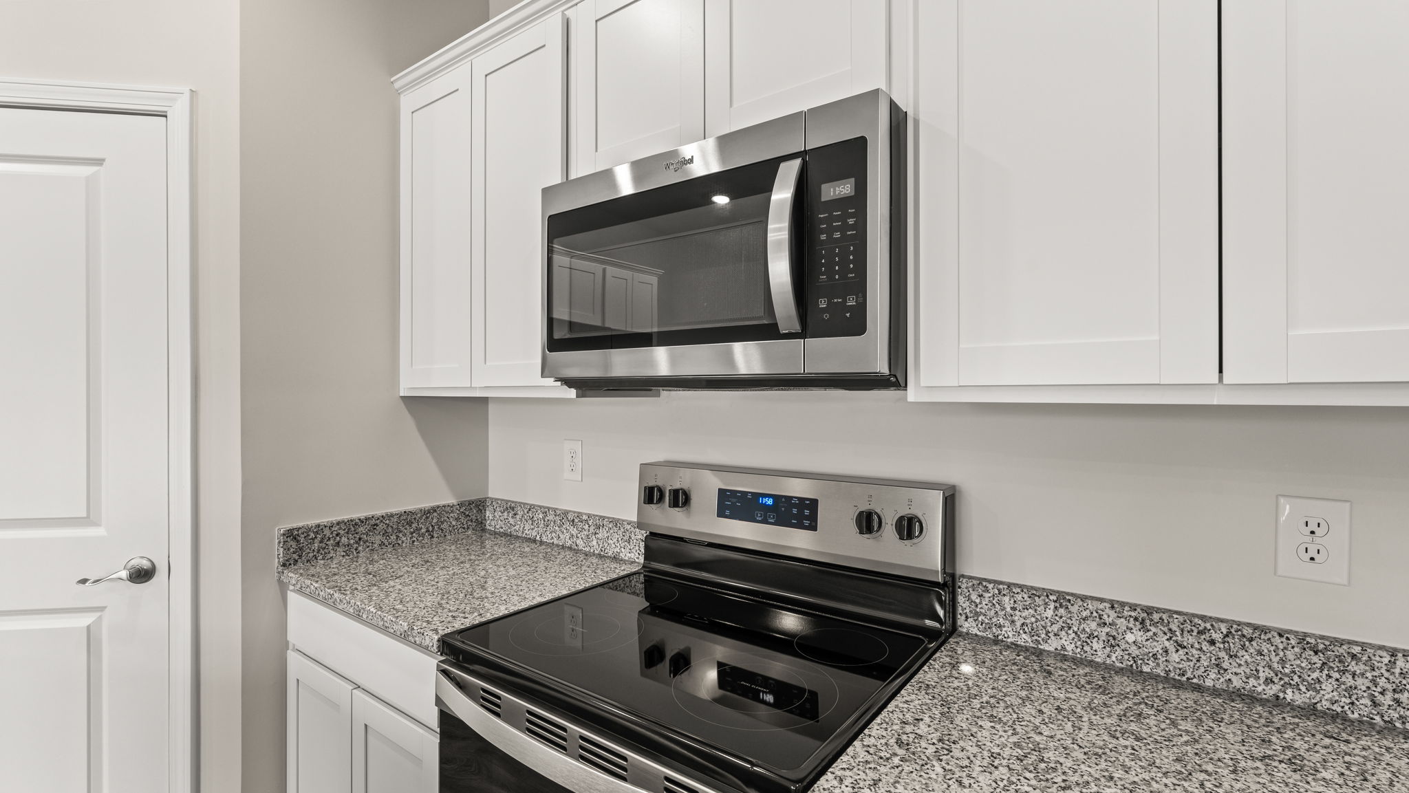 Closeup of oven range between countertops