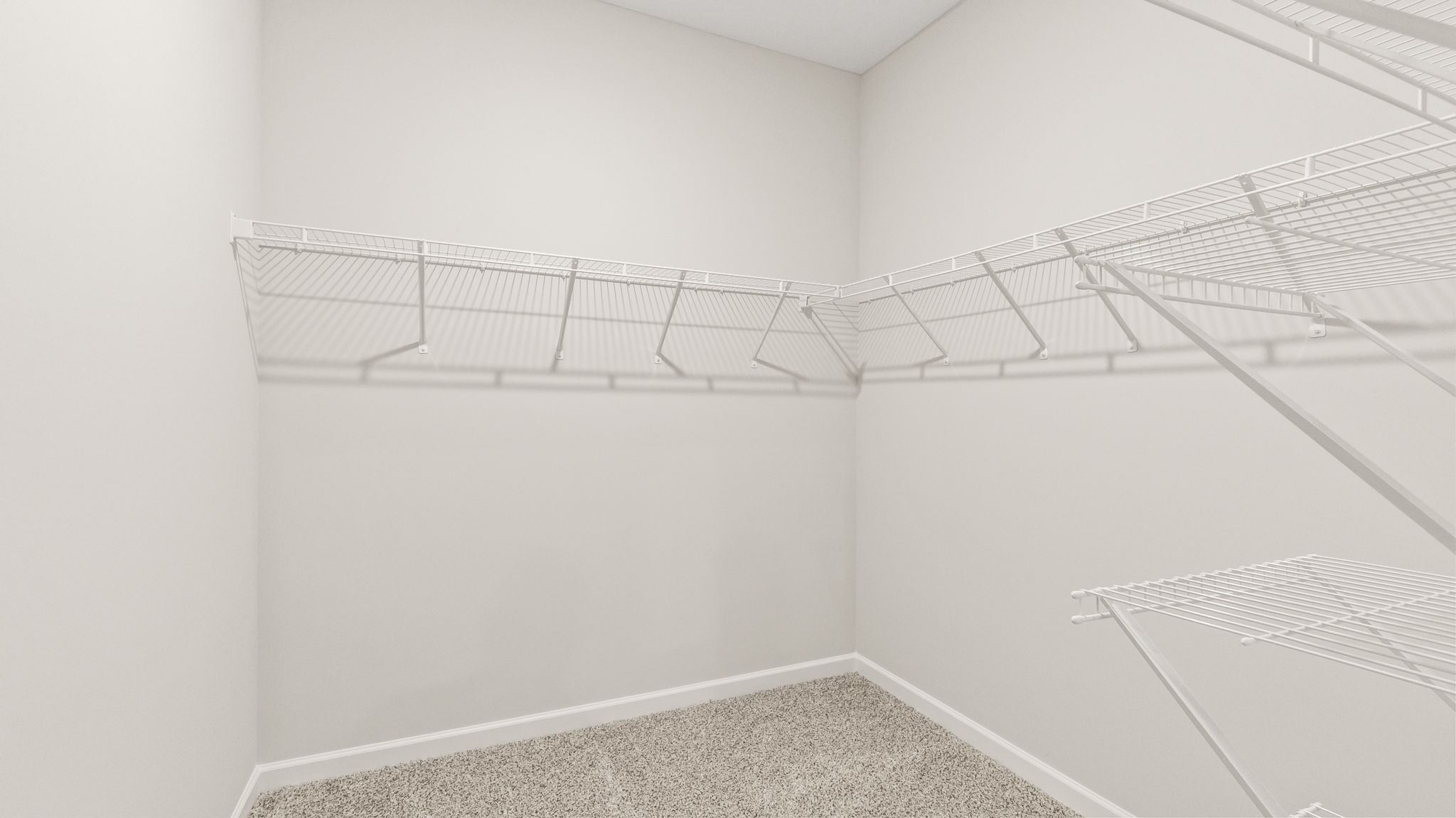 Walk-in closet with wire rack shelving